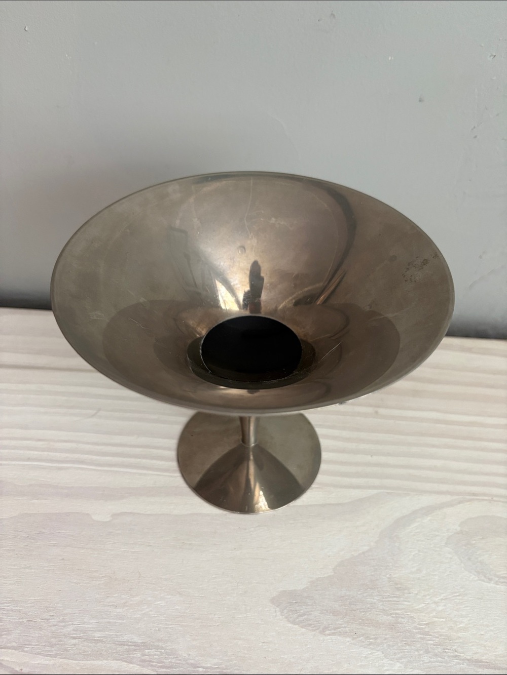 Mid Century Modern Arthur Salm Nickle Plated Silhouette Compote Bowl Dish